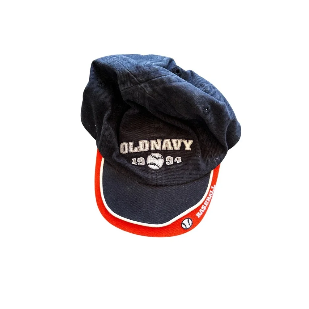 Old Navy Baby‎ Baseball Cap Navy Orange Embroidered Hat 3-6 Months 1994 Graphic